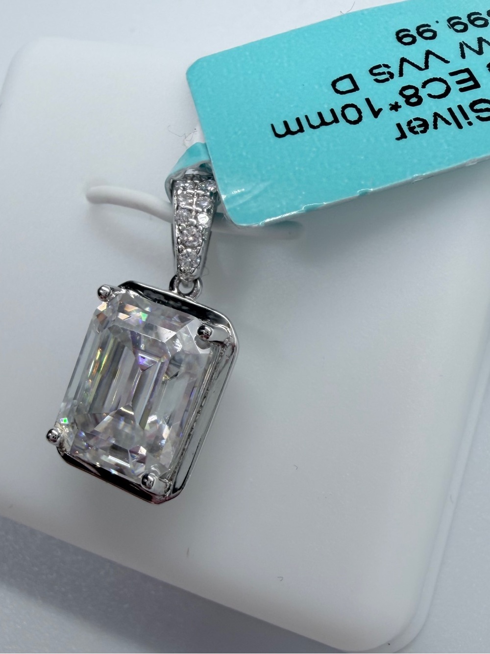 NWT Sterling Silver Emerald-Cut Moussenite Pendant - Picture 4 of 5